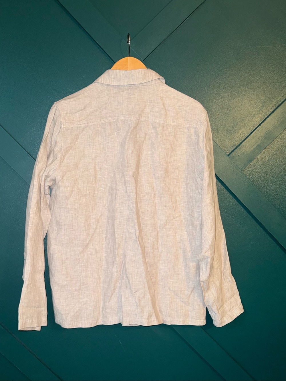 100% European Linen Chore Jacket Quince Natural Beige Lightweight - Picture 3 of 8